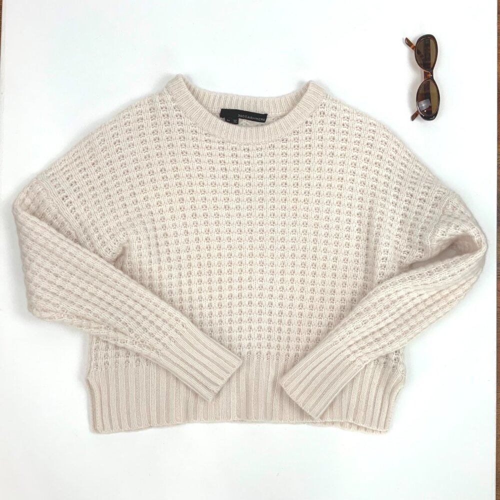 Cashmere Cropped Waffle Knit Sweater from Cashmere 360 Sz M - Picture 11 of 16